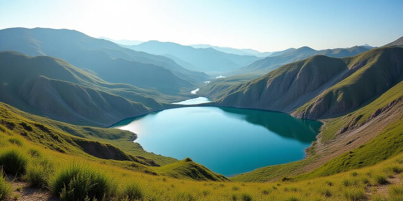 Lush reclaimed mining site landscape